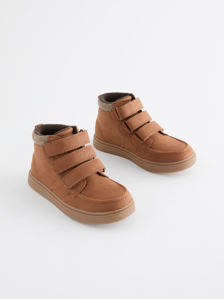Tan Brown Wide Fit (G) 3 Strap Touch Fastening Smart Ankle Boots - Image 1 of 5