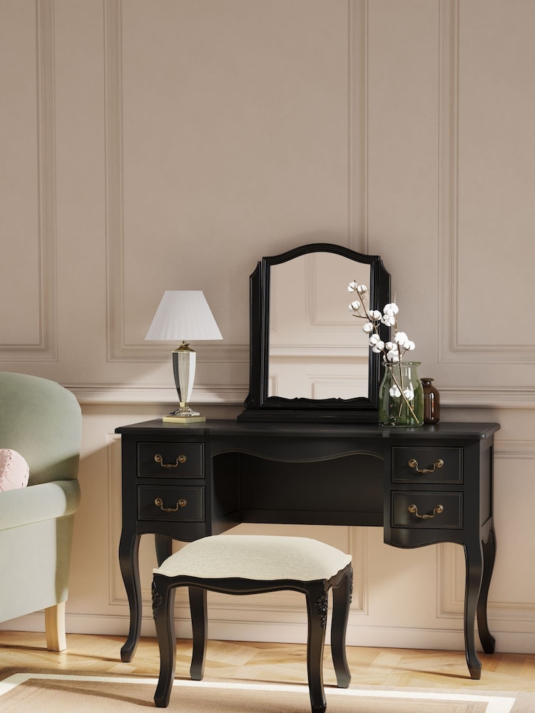 Laura Ashley Black Montpellier Dressing Table & Stool Set - Image 1 of 4