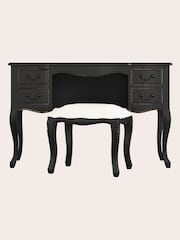 Laura Ashley Black Montpellier Dressing Table & Stool Set - Image 2 of 4