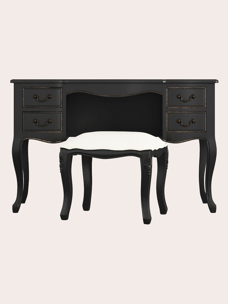 Laura Ashley Black Montpellier Dressing Table & Stool Set - Image 2 of 4