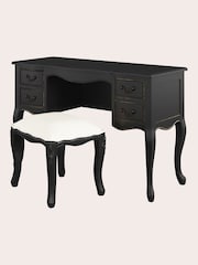 Laura Ashley Black Montpellier Dressing Table & Stool Set - Image 4 of 4