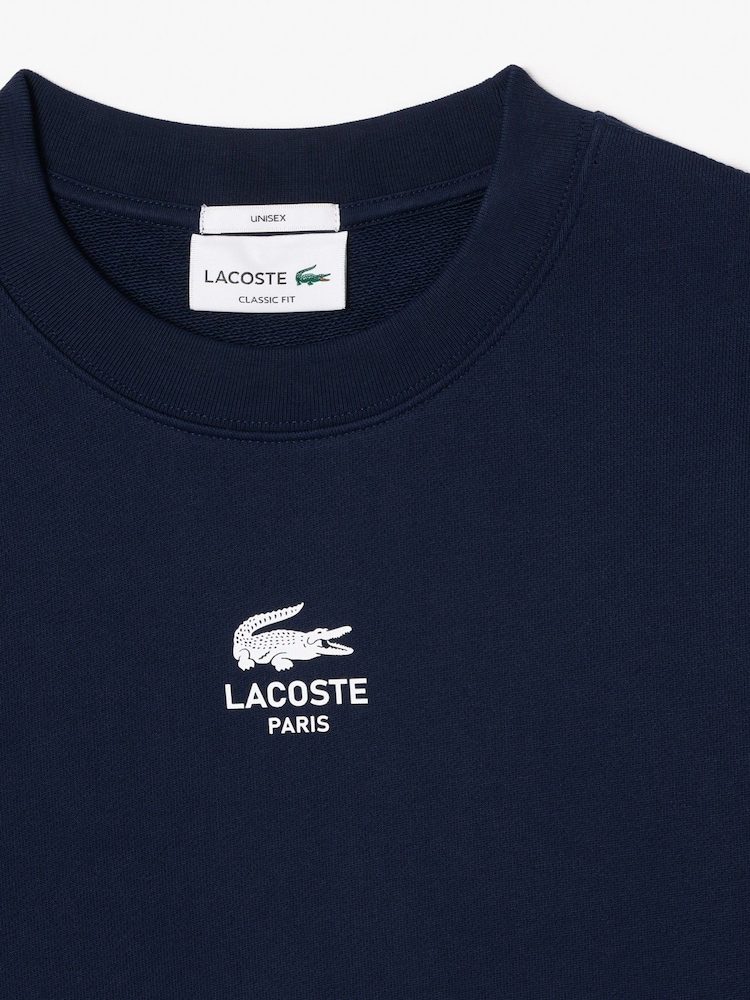Lacoste Navy Unbrushed Fleece Jogger 100% Cotton Sweatshirt - Image 2 of 4