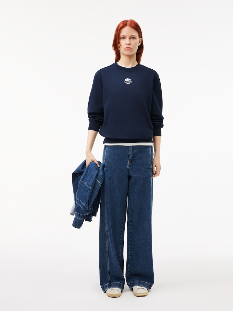 Lacoste Navy Unbrushed Fleece Jogger 100% Cotton Sweatshirt - Image 4 of 4