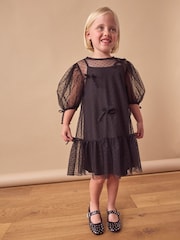 Black Mesh Bow Dress (3-16yrs) - Image 1 of 1