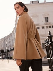 Love & Roses Camel Belted Cape Coat - Image 4 of 5