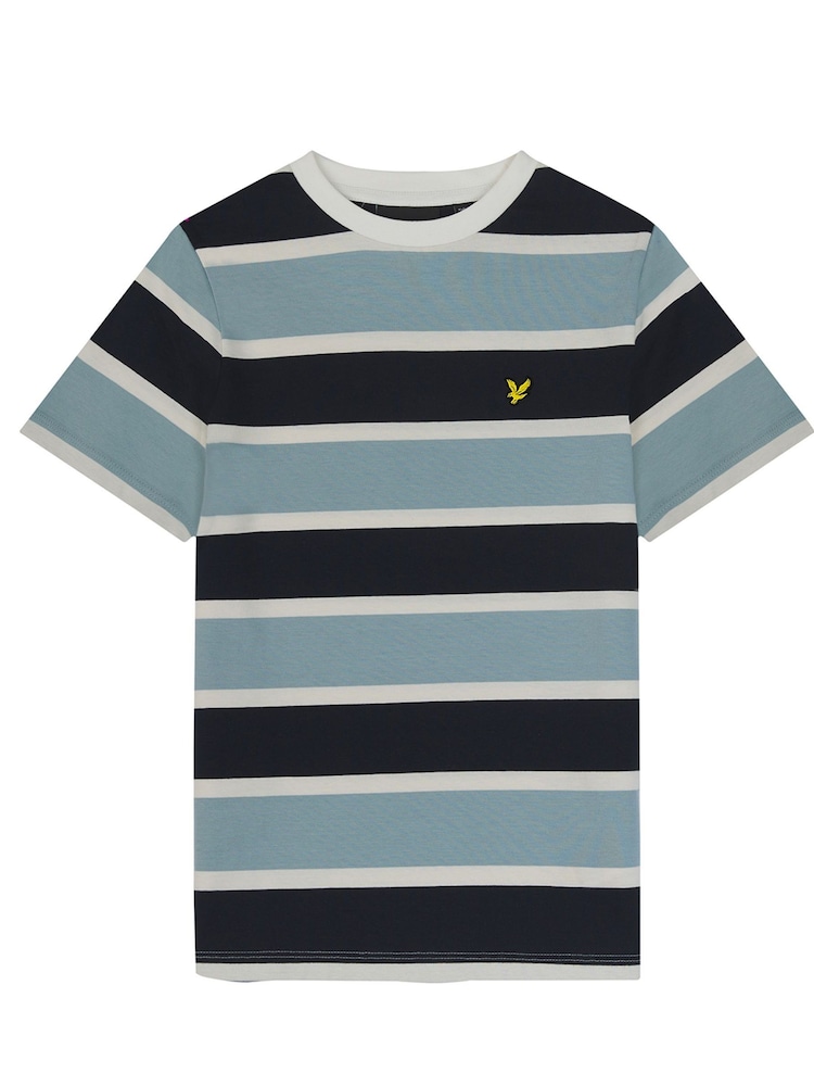 Lyle & Scott Blue Stripe 100% Cotton T-Shirt - Image 2 of 2