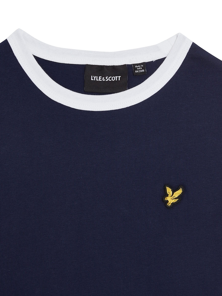 Lyle & Scott Blue Ringer 100% Cotton T-Shirt - Image 2 of 3