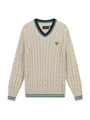 Lyle & Scott Cream 100% Cotton Cable V-Neck Jumper - Image 1 of 1