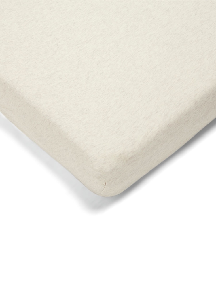 Mamas & Papas Oatmeal Marl 100% Cotton Single Cotbed Fitted Sheet - Image 2 of 2