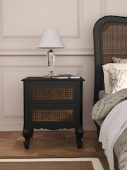 Laura Ashley Black Montpellier 2 Drawer Bedside Chest - Image 1 of 5