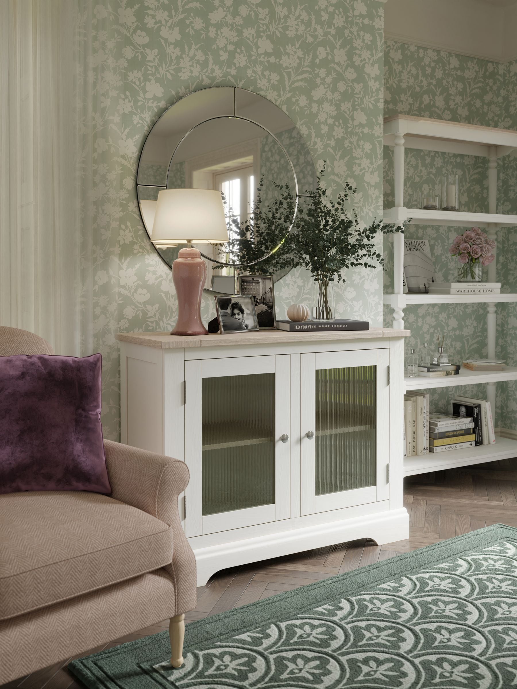 Buy Laura Ashley White Dorset 2 Door Glazed Sideboard from the