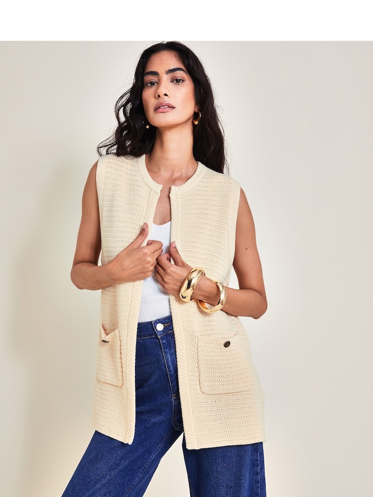 Monsoon Natural Noah Knit Gilet - Image 1 of 5