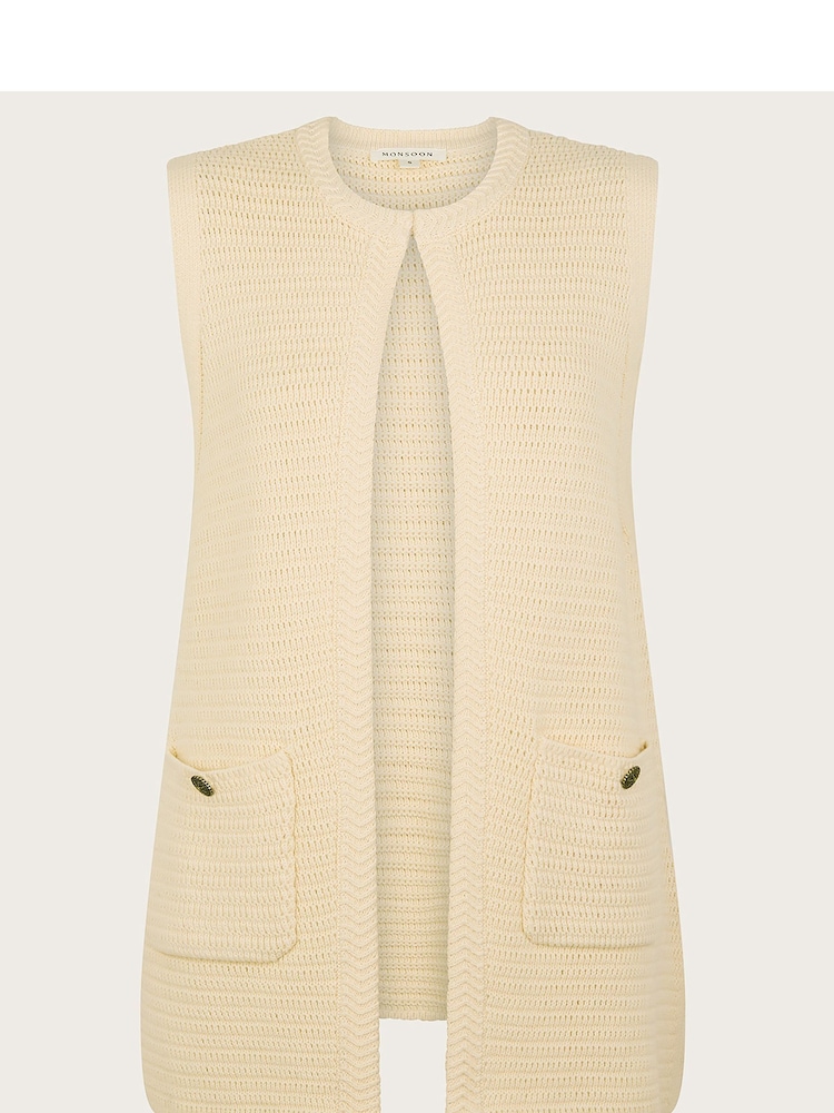 Monsoon Natural Noah Knit Gilet - Image 5 of 5