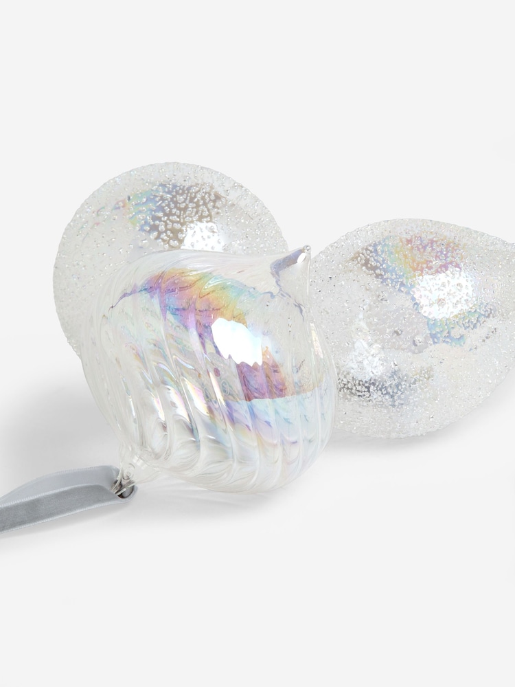 Set of 3 Clear Irridescent Glass Textured Christmas Baubles - Image 5 of 5 Set of 3 Clear Irridescent Glass Textured Christmas Baubles - Image 5 of 5