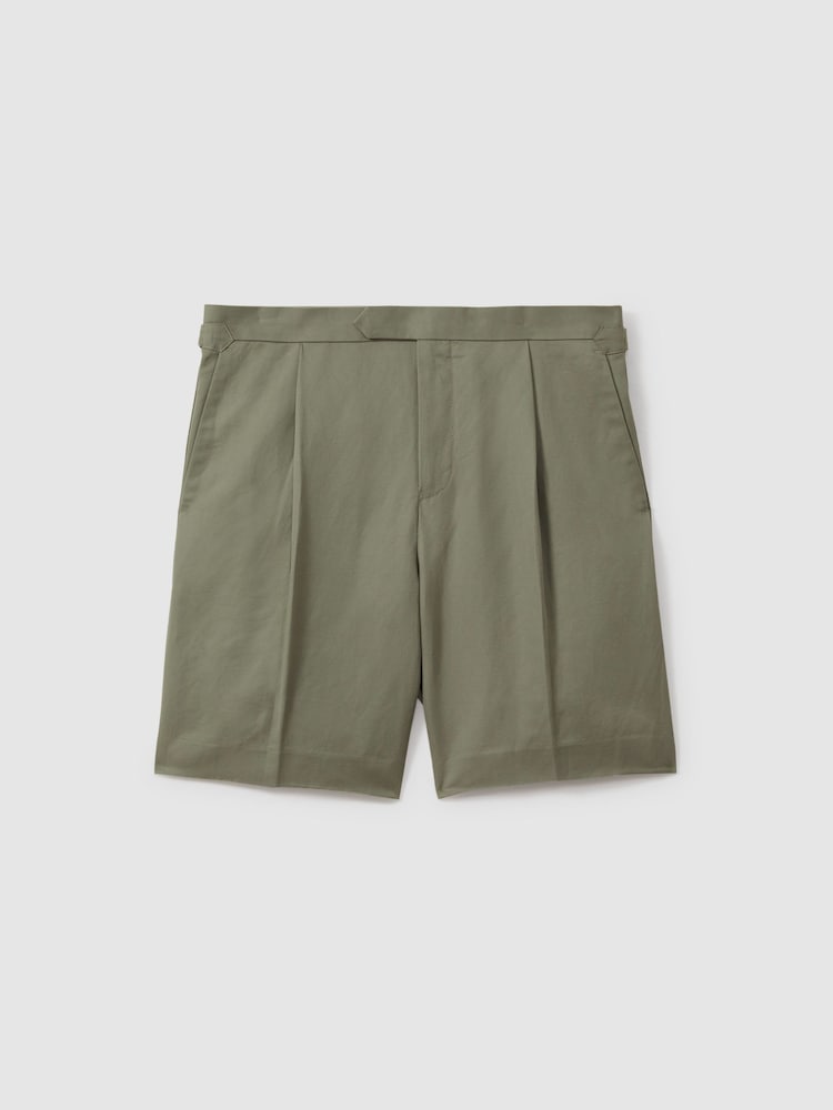 Reiss Sage Con Cotton/Linen Blend Adjuster Shorts - Image 2 of 6