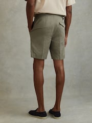 Reiss Sage Con Cotton/Linen Blend Adjuster Shorts - Image 5 of 6