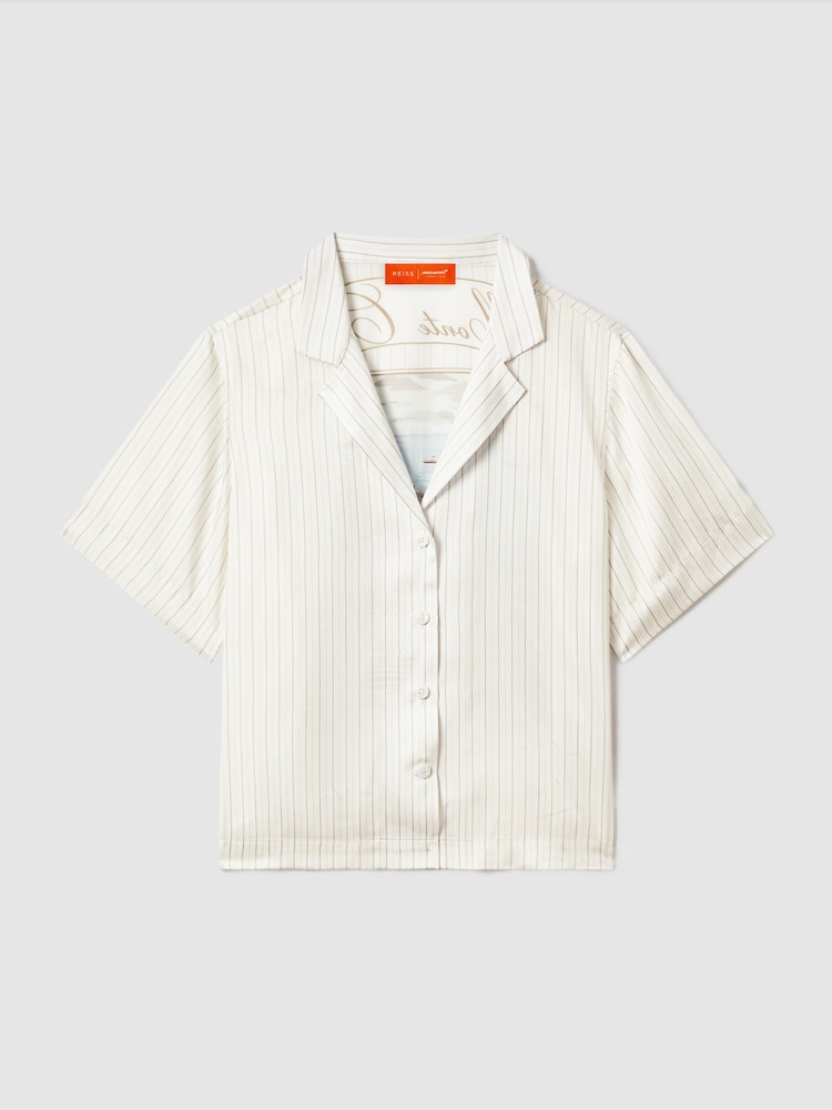 Reiss x McLaren F1 Team White Multi Monte Carlo Exclusive Cuban Collar Shirt - Image 2 of 9