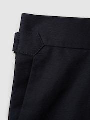 Reiss Navy Con Cotton/Linen Blend Adjuster Shorts - Image 5 of 5