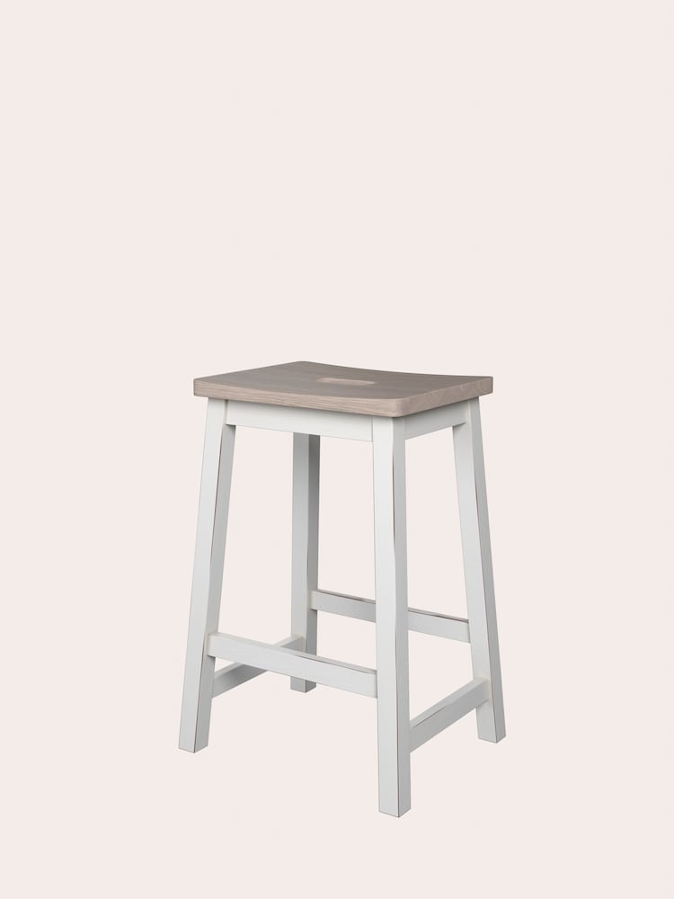 Laura Ashley White Dorset Barstool with Square Legs - Image 4 of 4