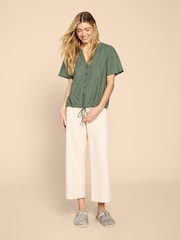 White Stuff Green Ferne Linen Blend Shirt - Image 3 of 7