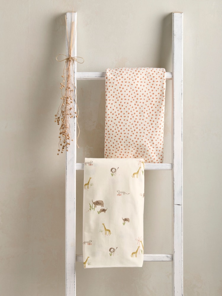 Mamas & Papas Multi 100% Cotton Jungle Cotbed Fitted Sheets 2 Pack - Image 2 of 5