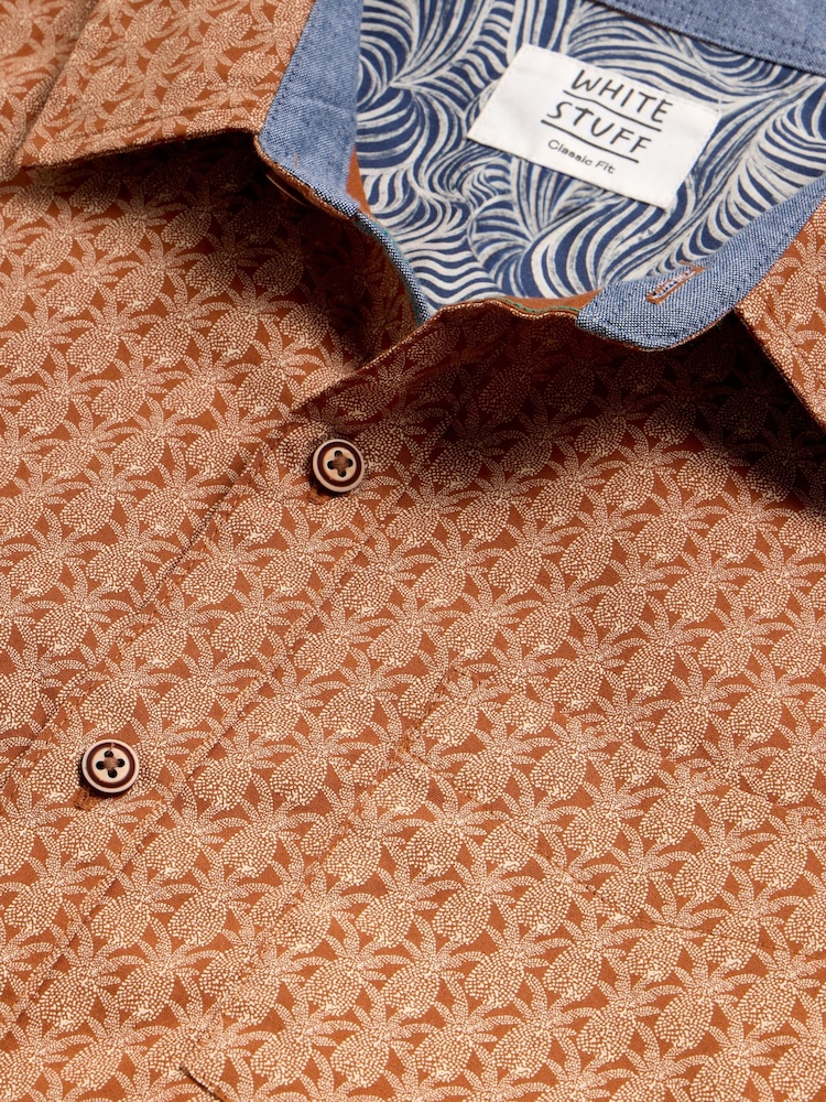 White Stuff Brown Geo Pineapple Printed Shirt - Image 7 of 7