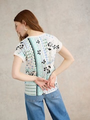 White Stuff Notch Neck Nelly 100% Cotton T-Shirt - Imagen 2 de 7