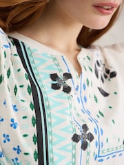 White Stuff Notch Neck Nelly 100% Cotton T-Shirt - Imagen 4 de 7