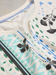 White Stuff Notch Neck Nelly 100% Cotton T-Shirt - Imagen 7 de 7