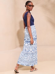Lipsy Blue Jersey 2 in 1 Printed Summer Holiday Maxi Dress - Image 2 of 4