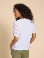 White Stuff White 100% Cotton Broderie Mix Bella Top - Image 2 of 7