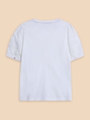 White Stuff White 100% Cotton Broderie Mix Bella Top - Image 6 of 7