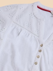 White Stuff White 100% Cotton Broderie Mix Bella Top - Image 7 of 7
