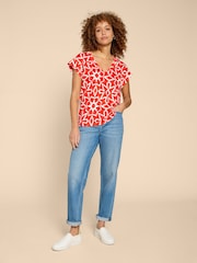 White Stuff Ivy 100 % Leinen-T-Shirt mit V-Ausschnitt - Bild 3 von 7