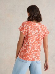 White Stuff Orange Notch Neck Nelly 100% Cotton T-Shirt - Image 5 of 9