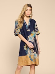 White Stuff Blue June 100% Linen Shift Dress - Image 1 of 6