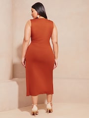 Lipsy Red Curve Sleeveless Racer Tie Side Jersey Midi Dress - Image 2 of 4