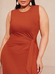 Lipsy Red Curve Sleeveless Racer Tie Side Jersey Midi Dress - Image 4 of 4
