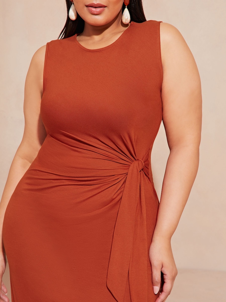 Lipsy Red Curve Sleeveless Racer Tie Side Jersey Midi Dress - Image 4 of 4
