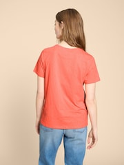 White Stuff Orange Abbie 100% Cotton T-Shirt - Image 2 of 7