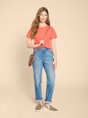 White Stuff Orange Abbie 100% Cotton T-Shirt - Image 3 of 7