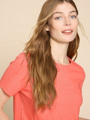 White Stuff Orange Abbie 100% Cotton T-Shirt - Image 4 of 7