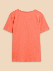 White Stuff Orange Abbie 100% Cotton T-Shirt - Image 6 of 7