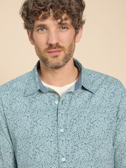 White Stuff Blue Basil Leaf Printed Shirt - Image 4 of 7