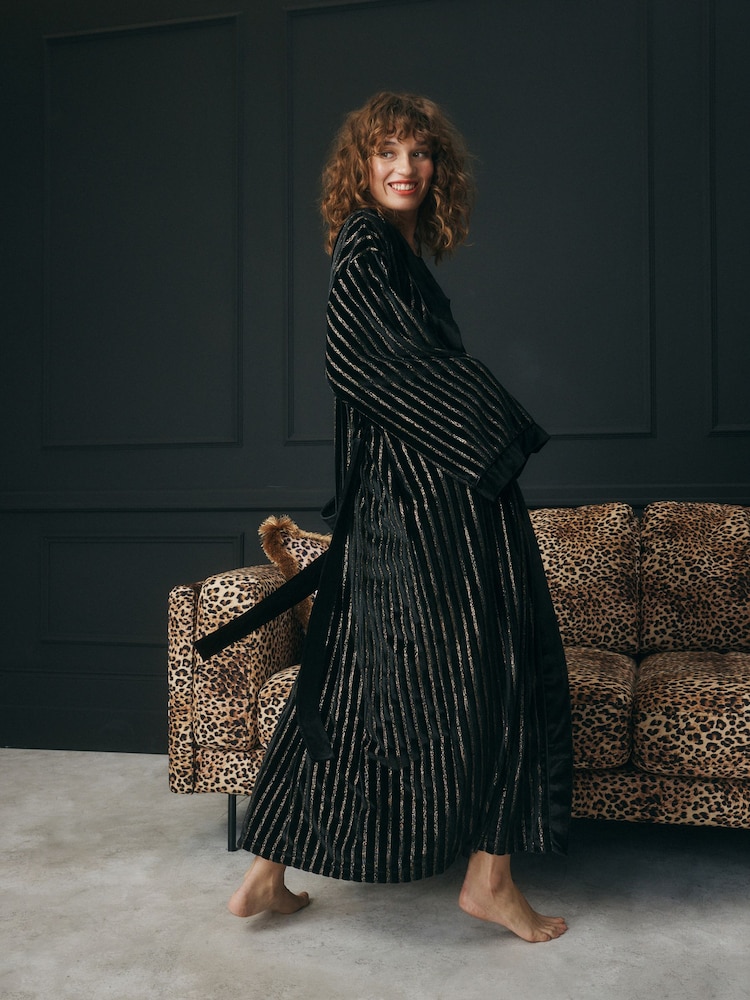 Rockett St George Black and Gold Metallic Stripe Robe - Image 4 of 10