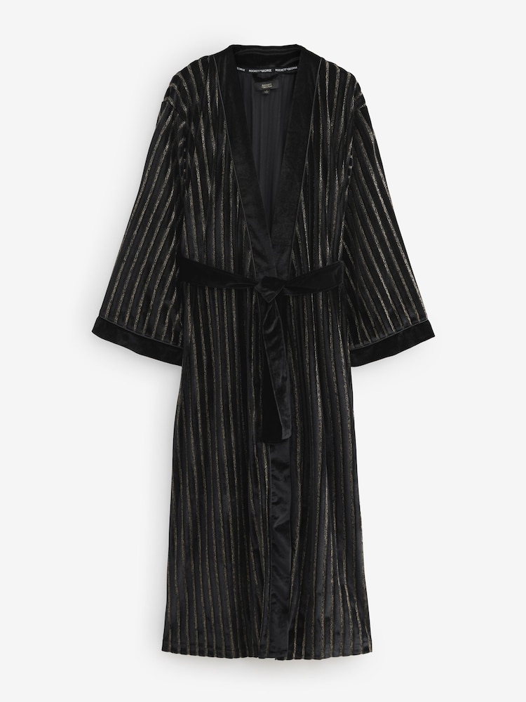 Rockett St George Black and Gold Metallic Stripe Robe - Image 8 of 10