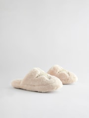 Rockett St George Cream Star Borg Mule Slippers - Image 2 of 6