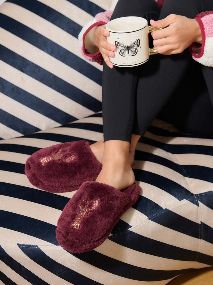Rockett St George Berry Red Lobster Borg Mule Slippers - Image 1 of 1 Rockett St George Berry Red Lobster Borg Mule Slippers - Image 1 of 1