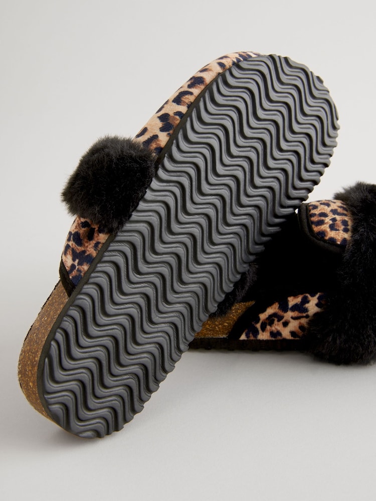 Rockett St George Leopard Print Footbed Clog Mule Slippers - Image 7 of 7
