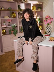 Rockett St George Black/Leopard Jersey Star 100% Cotton Pyjama Set - Image 1 of 10